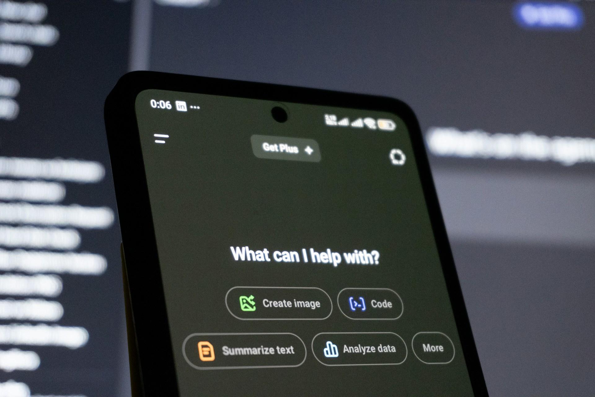 Smartphone displaying the ChatGPT interface.