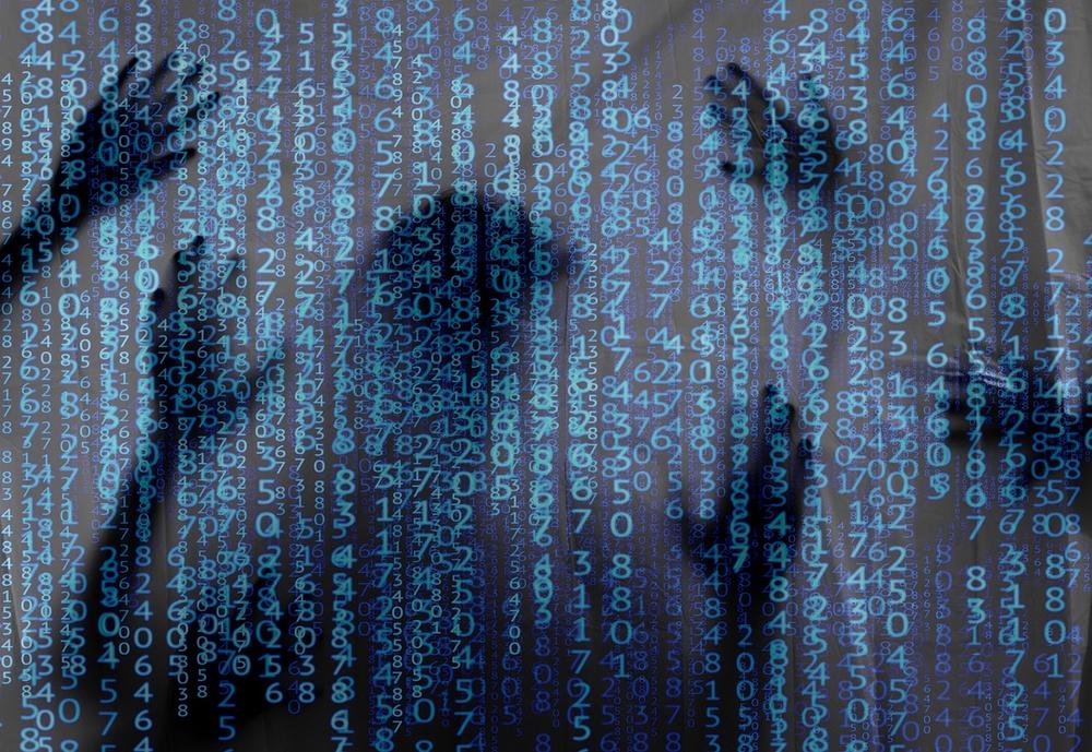 Silhouettes of people overlaid with blue numbers.