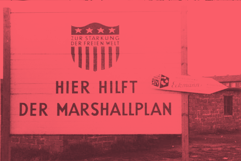 A poster promotes the Marshall Plan 1953 in West Germany.