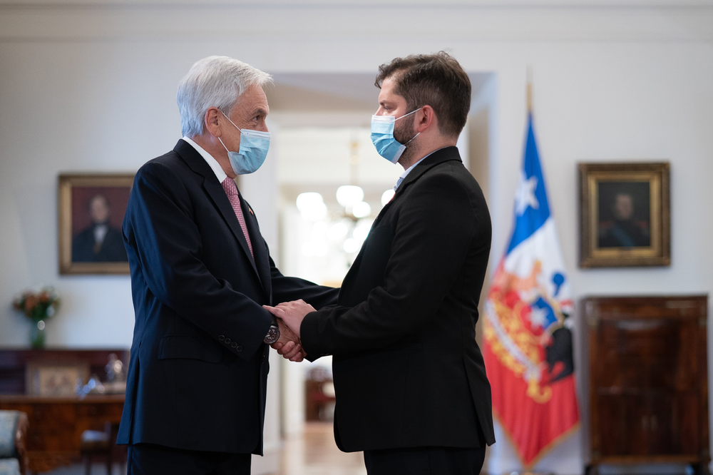 President Sebastián Piñera receives Gabriel Boric in La Moneda Palace after his election