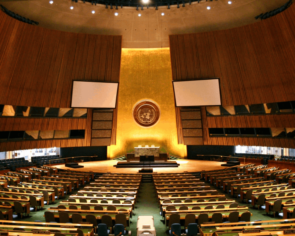United Nations General Assembly hall in New York City