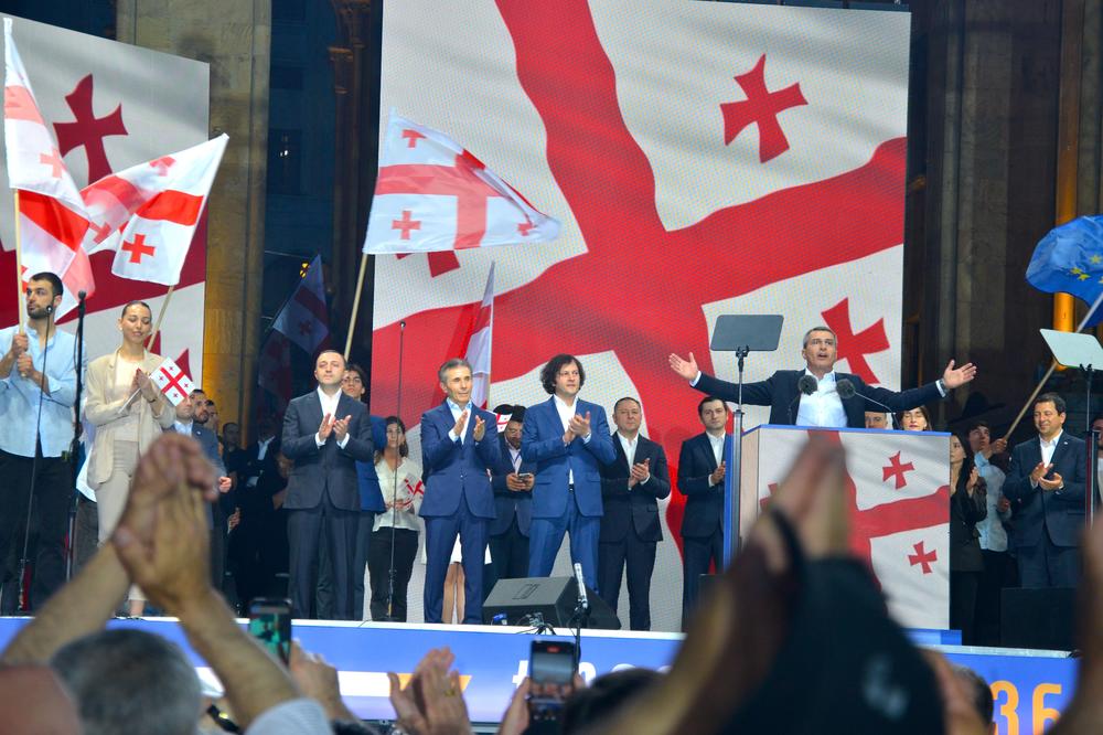 Georgian Dream leaders on stage, Tbilisi 2024.